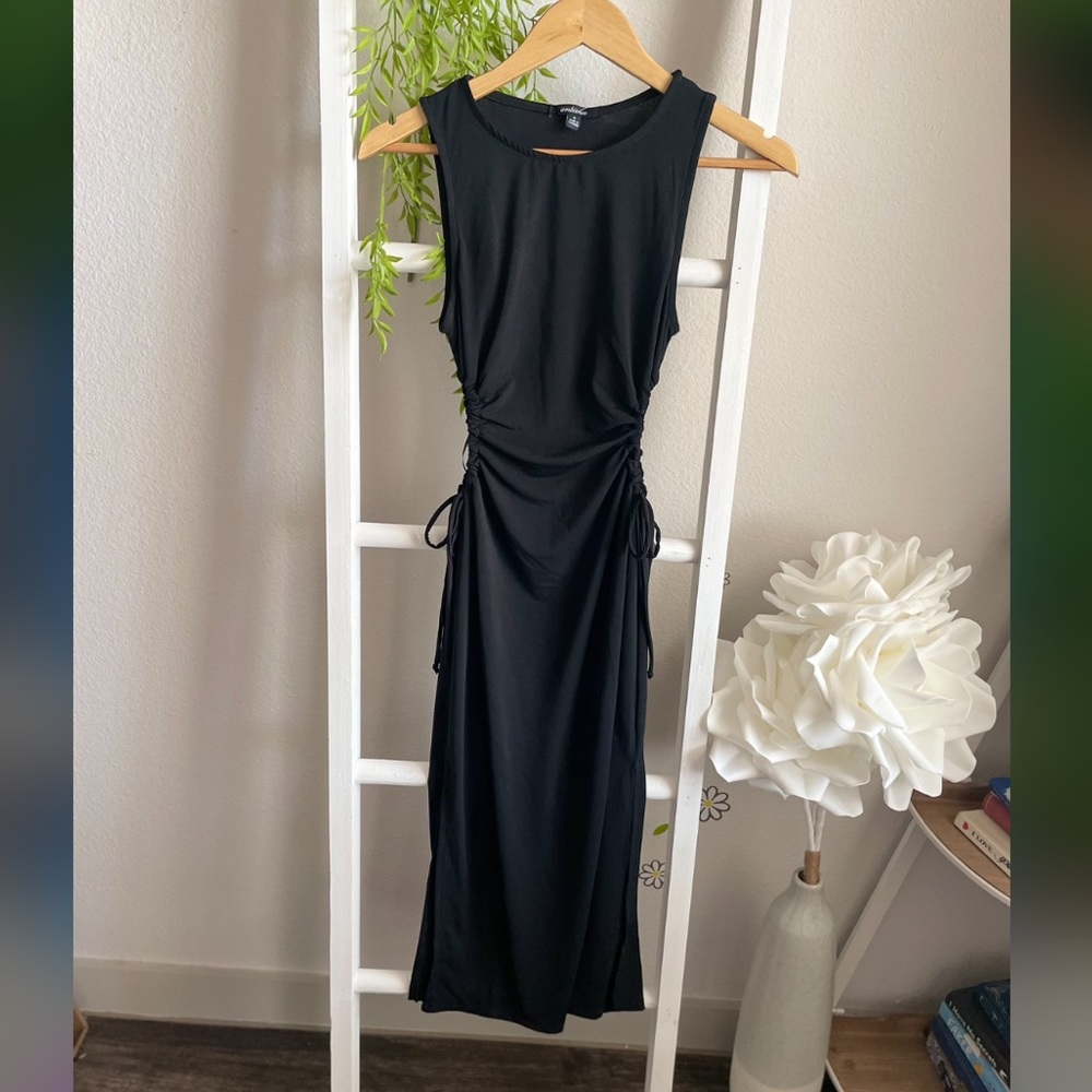 Black Midi Bodycon Cutout Dress Small